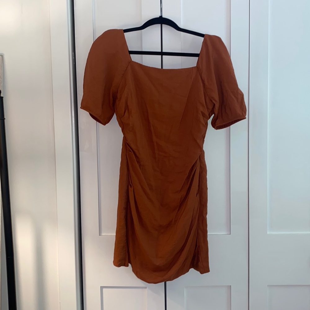 Altard state puff sleeve dress in rust